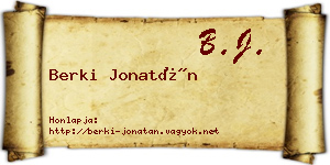 Berki Jonatán névjegykártya